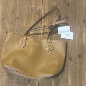 Coach Tan Leather Tote Versatile Everyday Bag